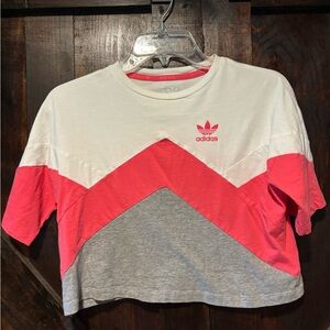 Adidas Pink and White Short Sleeve Tee
